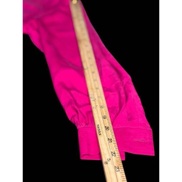 Liz Claiborne Collection Silk Blouse Fuchsia Camp Shirt Career Top Women's M - Picture 6 of 11